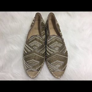 Stuart Weitzman espadrilles 5.5 beige gold